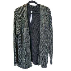 Lululemon Black and Green Striped Cardigan Sweater